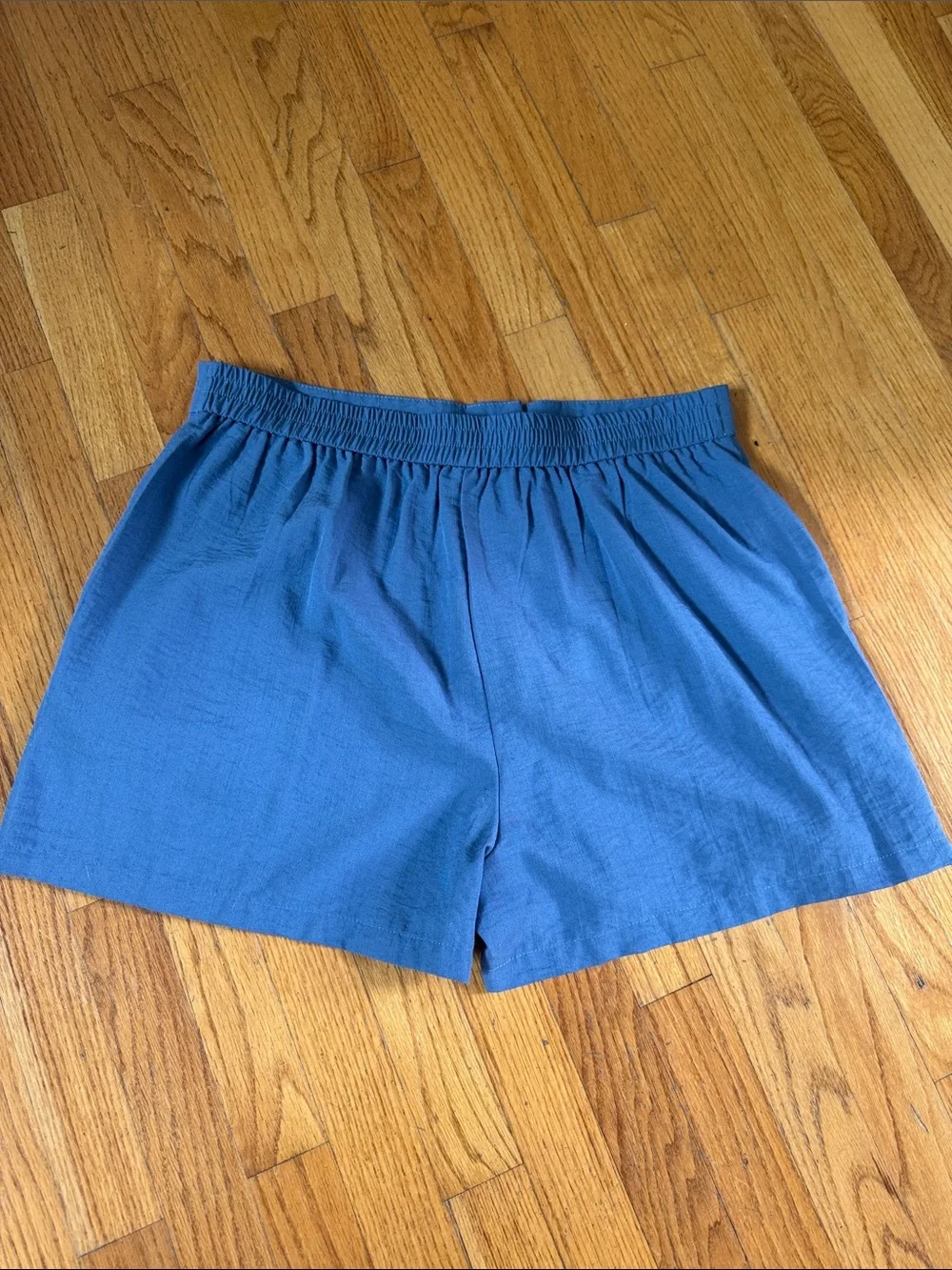 Blue Sleeveless Button Vest & High-Waist Shorts Set